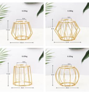Wholesale Hydroponic Plant Vases Flower Pot Transparent Vase Iron Geometric <b>Frame</b> Glass Tank Tabletop Plants Home Bonsai Decor - Product Image 5