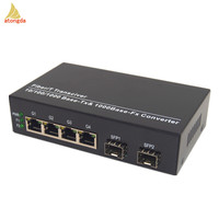 4*10/100/1000M RJ45 Ports 2*1000M Uplink Ring Fiber Optical Switch with POE SFP SNMP Support Enterprise Category Product