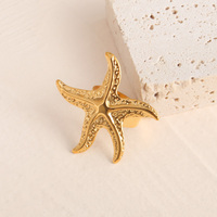 Bague série océan femmes en acier inoxydable étoile de mer ouverte or 18 carats PVD pendentif anneaux sans ternissement bijoux de plage