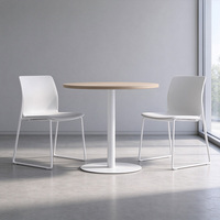 Table de discussion minimaliste, plateau rond ou carré en option, base en bois grainé