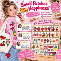 Groothandel Schattige Fruit Snoep Geborduurde Patch Aardbei Watermeloen Kers Lollipop IJslolly Strijk-op Naai Borduurpatch