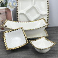 Vaisselle De Luxe Porcelaine Dîner Ensembles Homeware Céramique Traiteur Service Bols et Tasses pour Mariages et Restaurants-Vente en Gros
