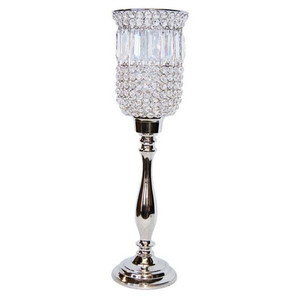 Porte-bougie moderne en aluminium doré et argenté à longue tige fait à la main, élégant pour les décorations de table de mariage et les centres de table - Product Image 1