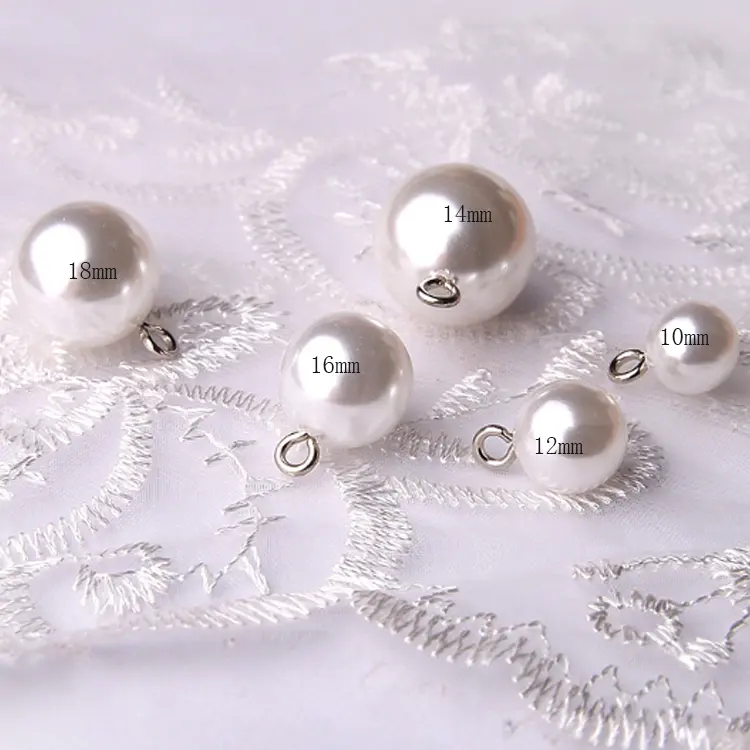 White Decorative beautiful bridal ball pearl shank button for clothing