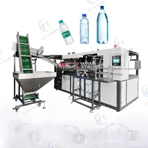 Volautomatische 500 Ml 5 Gallon 6 Holte Vierkante Huisdier Mineraal Water Fles Blaasvormmachine Met Lader