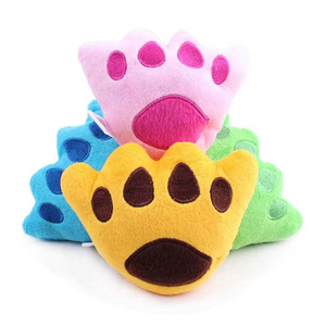 Pet Plush Cartoon Chew Toy Dog <b>Cute</b> <b>Bear</b> Paw Squeaky Interactive Toy with Tooth Cleaning Feature 11x13cm - Product Image 1