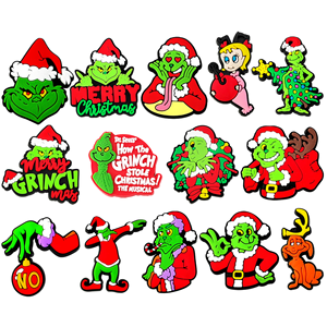 Breloques de chaussures en PVC et silicone, motif <span class=keywords><strong>Grinch</strong></span> de Noël, accessoires de décoration pour chaussures, cadeau pour enfants, breloques de chaussures détachables - Product Image 1