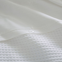 Parure de lit 4 pièces en coton gaufré 100 %, douce, respirante, respectueuse de la peau, chaude, avec housse de couette, drap et taies d'oreiller pour la maison et l'hôtel