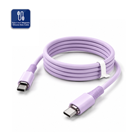 Câble de données magnétique en silicone USB-C vers USB-C 20V DC testé pour ordinateur, longueur 100CM, fil violet 16P, 100% inspecté, chute de tension 0.7V
