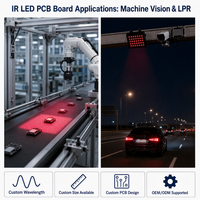 Carte PCB LED infrarouge 30W 850nm 940nm, longueur d'onde personnalisée, éclairage IR LED PCBA, usine OEM ODM pour caméra de sécurité CE RoHS