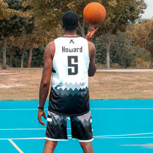 Maillot de basket-ball personnalisé noir, blanc et gris, double face, pour le sport - Product Image 3