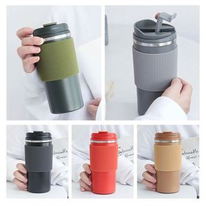 Mug de voyage isotherme en acier inoxydable à double paroi, réutilisable, écologique, avec couvercle en silicone - Product Image 6