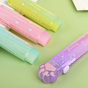 Gomme à effacer rétractable en forme de patte de <span class=keywords><strong>chat</strong></span>, sans résidus ni miettes, couleur dégradée, gomme à effacer coulissante en caoutchouc, vente en gros - Product Image 2