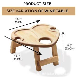 Wooden Picnic <b>Table</b> Semicircular <b>Foldable</b> Outdoor Wine Rack With Bottle Holder For Beach And <b>Garden</b> Use - Product Image 4