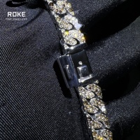 Bracelet chaîne cubaine double rangée style hip-hop de luxe en or 9K-18K avec diamant de laboratoire certifié IGI (sertissage pavé) personnalisé pour cadeau