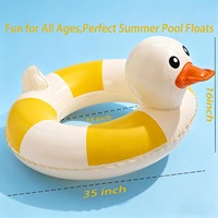 Bouée gonflable tête de canard rayée mignonne pour enfants, jouet flottant pour piscine et plage, idéal pour l'été et les jeux aquatiques