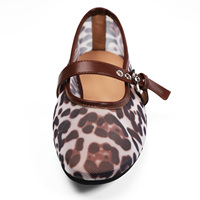 Ballerines plates léopard tendance pour femme, en maille, style Mary Jane, imprimé animal, à enfiler, décontractées et respirantes