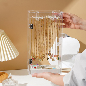 Xixi Trang Sức Hiển Thị Acrylic Vòng Cổ Chủ Tổ Chức Chống Bụi Với 24 Móc Xoay Rõ Ràng Trường Hợp Đứng Nhung Tấm - Product Image 3