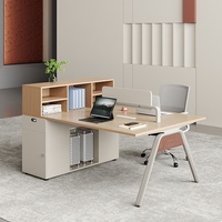 Bureau de personnel moderne et minimaliste pour le télétravail, poste de travail pour quatre à six personnes, avec armoire latérale de rangement, boîte à câbles, en PVC, Qian