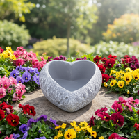 Pot de fleurs en ciment écologique au design classique en forme de cœur, pour l'intérieur et l'extérieur, avec finition non enduite, pour la décoration de la maison et du jardin