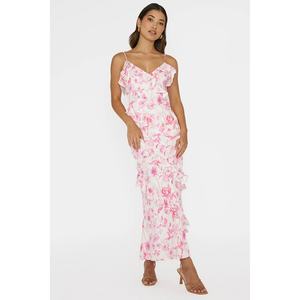 Nouvelles Arrivées Robe Longue Florale Décontractée pour les Vacances, Modèle Épaules Dénudées, Bustier, Dos Nu, Sexy, Effet Cache-cœur - Product Image 6