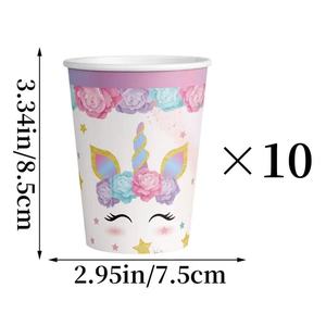 Pink <strong>Unicorn</strong> Theme Disposable Tableware Set Modern Girl Birthday <strong>Party</strong> <strong>Supplies</strong> Birthday <strong>Party</strong> Tableware - Product Image 4