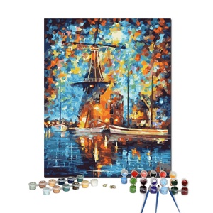 Peinture par numéros sur toile, paysage encadré, <span class=keywords><strong>calligraphie</strong></span>, 24 couleurs, 40x50, acrylique - Product Image 4