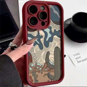 Coque de téléphone en silicone souple antichoc motif cactus du désert tendance pour iPhone 16 Pro Max 15 14 Plus 13 12 11 17 XR XS MAX - Product Image 2