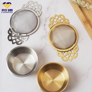 Đông quan nhà máy thép không gỉ 304 kim loại trà lọc lọc với khay nhỏ giọt hoa cạnh thiết kế - Product Image 4