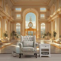 Papier peint non tissé 3D effet perspective, style Rococo Européen, motif peinture à l'huile dorée de luxe, pour décoration de studio photo