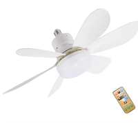 Ventilateur de plafond LED moderne avec télécommande E27, 3 couleurs, intensité variable, 3 vitesses de vent, 30W 40W, pales amovibles