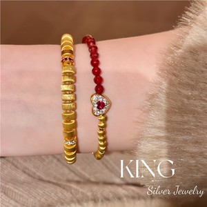 <b>Red</b> Heart Agate S925 Sterling Silver Gold Plated <b>Bracelet</b> For Women Everyday Wear Vintage Fashion Jewelry - Product Image 4