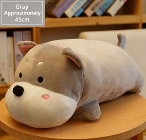 ตุ๊กตาสุนัขขนยาวสีเทาแสนนุ่ม - เบาะสัตว์เลี้ยงขนฟูสำหรับตกแต่งห้องอย่างมีเสน่ห์และเป็นของขวัญที่อบอุ่นใจ - Product Image 1