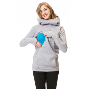 <span class=keywords><strong>Veste</strong></span> de maternité d'<span class=keywords><strong>allaitement</strong></span> nouvelle collection automne-hiver avec doublure en polaire, épaisse, à capuche, manches longues, demi-doigts exposés, style sweat à capuche - Product Image 5