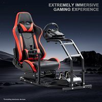 Cockpit Simulateur de Course Rouge avec Volant et Siège, Chaise de Jeu, Cockpit de Course Sim pour Accessoires TX Xbox PS4 PS5 PC