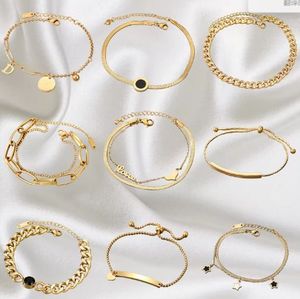 Trend Heart Snake Bone Chain Double Layer Numerals Stainless Steel Snake Chain Bracelet Jewelry <b>for</b> Women <b>Men</b> - Product Image 2