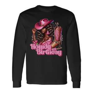 Camiseta de manga larga con estampado de vaquera negra, estilo western, rodeo, melanina, para cumpleaños, marca Howdy - Product Image 1
