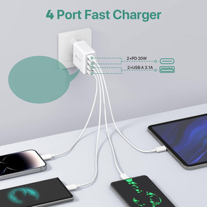 EU/US/AU/UK PD 55W 40W 20W 4 cổng sạc nhanh Cube 2.4A sạc nhanh USB tường sạc 2 USB 2 Type-C cắm sạc khối - Product Image 5
