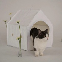 Koreanisches Einfarbiges Universelles Stoff-Haustierbett für Alle Jahreszeiten, Schlafzelt für Katzen & Hunde, Abnehmbar, Waschbar, Halb-Geschlossen