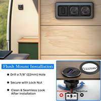 Prise USB en aluminium 12V pour camping-car, double port QC3.0 USB-A PD3.0 USB-C
