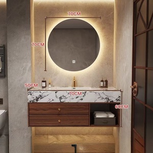Nuevo lavabo integrado de cerámica estilo chino, color nogal, mueble de baño, lavabo personalizado de estilo minimalista. - Product Image 5