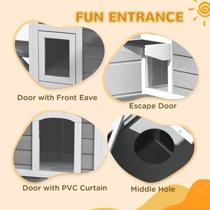 Modern 2-story House Outdoor Weatherproof Fir Wood Enclosure Feral <b>Cats</b> Escape Door Openable Roof Jumping Platforms - Product Image 4