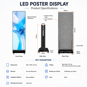 จอแสดงผล LED โปสเตอร์ในร่ม P1.86 ความละเอียดสูง สำหรับโฆษณาดิจิทัลในลิฟต์ห้างสรรพสินค้า - Product Image 3