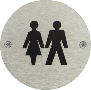 Plaque de signalisation de porte unisexe pour toilettes, en acier inoxydable, 76 mm, pour usage intérieur, fixations incluses - Product Image 3
