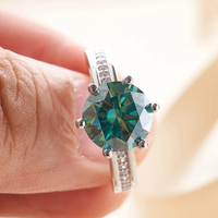 Bague en moissanite bleu-vert 3 CT 9 mm, certifiée GRA, diamant créé en laboratoire, alliance de mariage, argent massif 925, bijoux de luxe