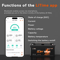 Batterie LiFePO4 LiTime 12V 100AH H190 à décharge profonde certifiée CE, 4000 cycles, pour camping-car (stock Europe, AU, JP, CA)