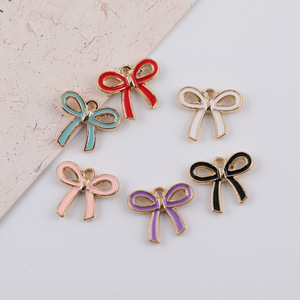 Pendentif en alliage Sweet Bow pour la fabrication de boucles d'oreilles, accessoires de bijoux DIY, forme irrégulière plaquée bleu, noir, violet - Product Image 5