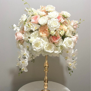 Centro de Mesa con Bola de Flores Artificiales de Rosas Blancas y Orquídeas, Ideal para Decoración de Mesas Altas en Bodas, Venta al Por Mayor - Product Image 2