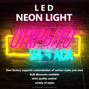 Enseigne LED néon russe suspendue, ouverture 24h/24, pour bar, magasin, devanture de commerce, indicateur lumineux haute luminosité, enseigne LED - Product Image 2
