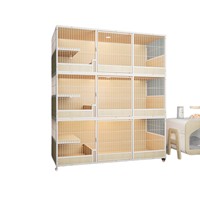 Villa pour chat super grande, espace libre, pour l'élevage domestique en intérieur, maison de luxe en bois massif pour chat avec installation facile
